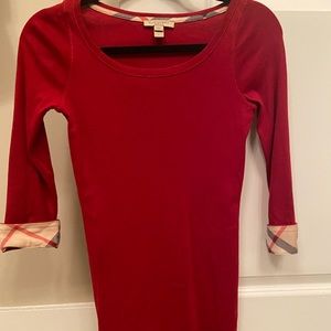Burberry Brit Red Shirt with accent sleeves size small
